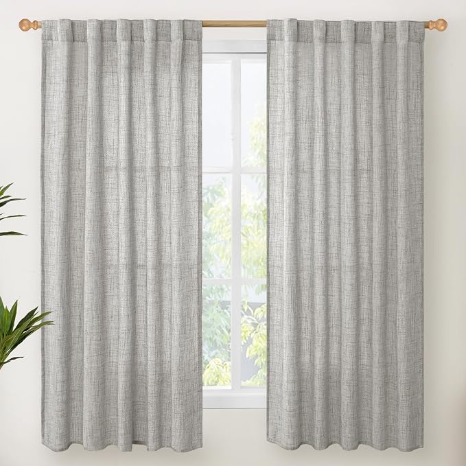 YoungsTex Dark Grey Linen Curtains 63 Inch Length by YoungsTex