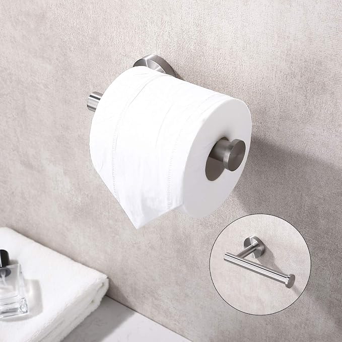 TASTOS Brushed Nickel Toilet Paper Holder SUS304 Stainless Steel, Modern Round - Image 2