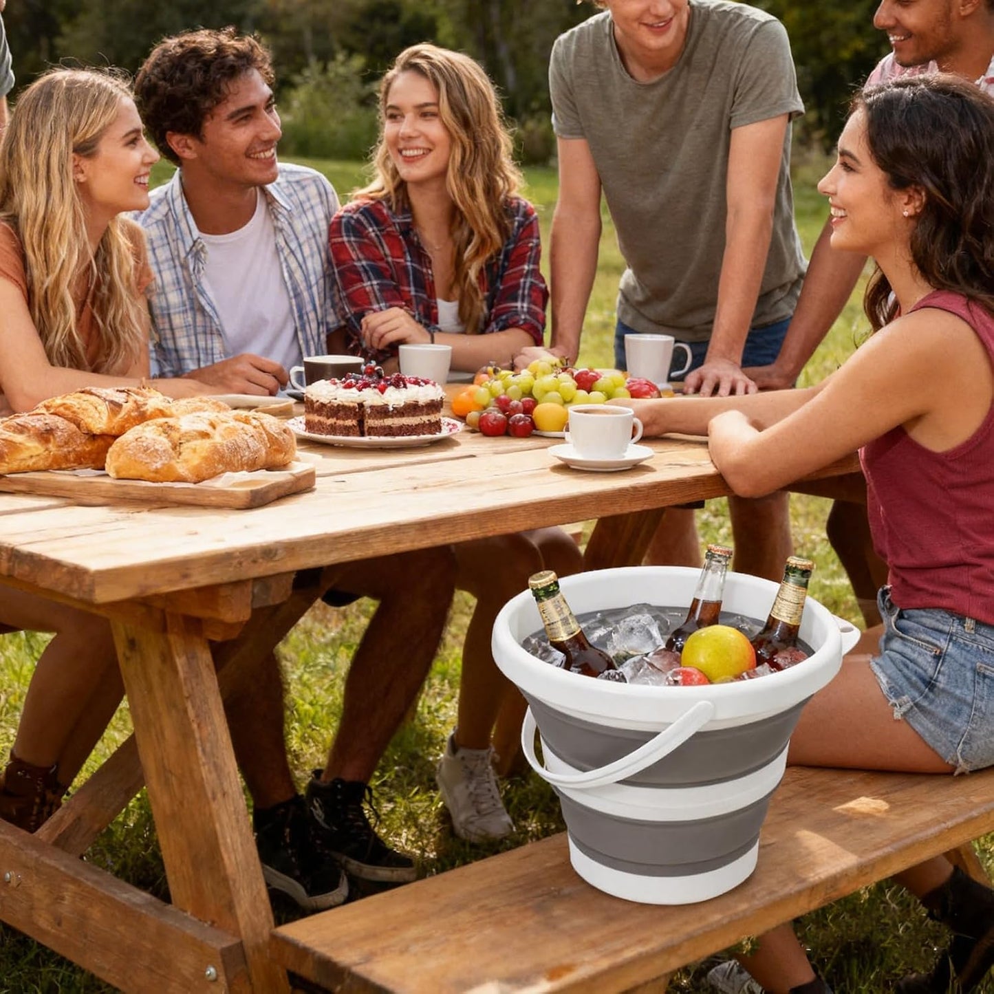 CHILDLION Collapsible Bucket 5L, Foldable Mop Bucket Car Wash Buckets with Handle for Cleaning Supplies, Portable Sink Wash Basin Storage Bin Ice Tub for Fishing Beach Outdoor Camping Kitchen