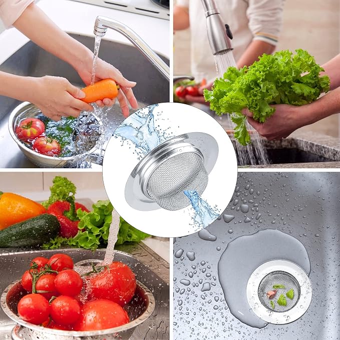 2Pcs Kitchen Sink Strainer, Stainless Steel Mesh Sink Drain Cover, Large Wide - Image 7