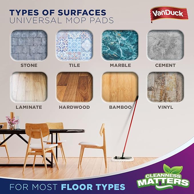 VanDuck 100% Cotton Terry Mop Pads 15x8 Inches 3-Pack, Terry Cloth Mop Covers - Image 6