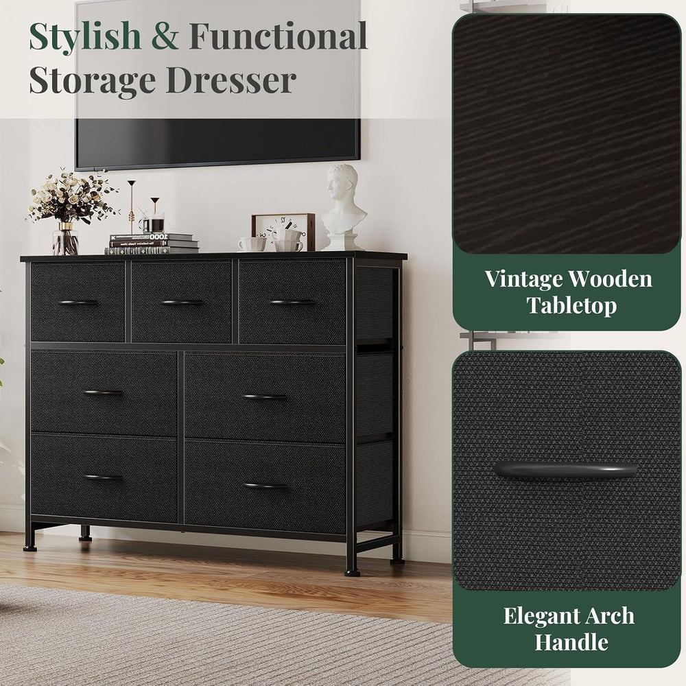 Fabric Dresser for Bedroom with 7 Drawers, Chest of Drawers