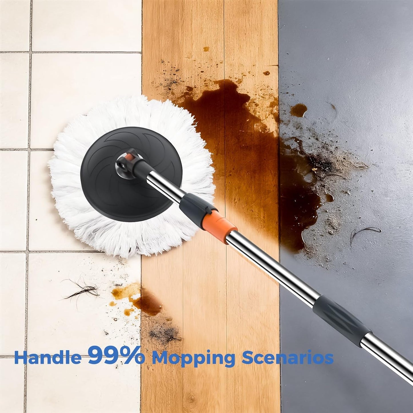 YASHE Foldable Spin Mop and Bucket System, Dual-Bucket Cleaning & Stainless Steel Wringing, Collapsible Storage with Detergent Bottle, 2 Reusable Microfiber Mop Heads for Floor Cleaning