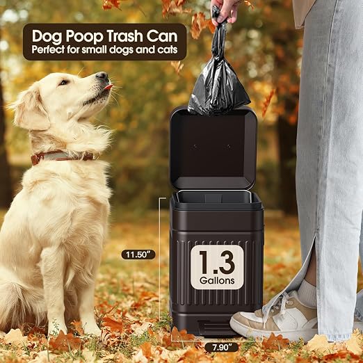 CEROELDA Small Trash Can with Lid-5L/1.3 Gal, Stainless Steel Outdoor Dog Poop - Image 3