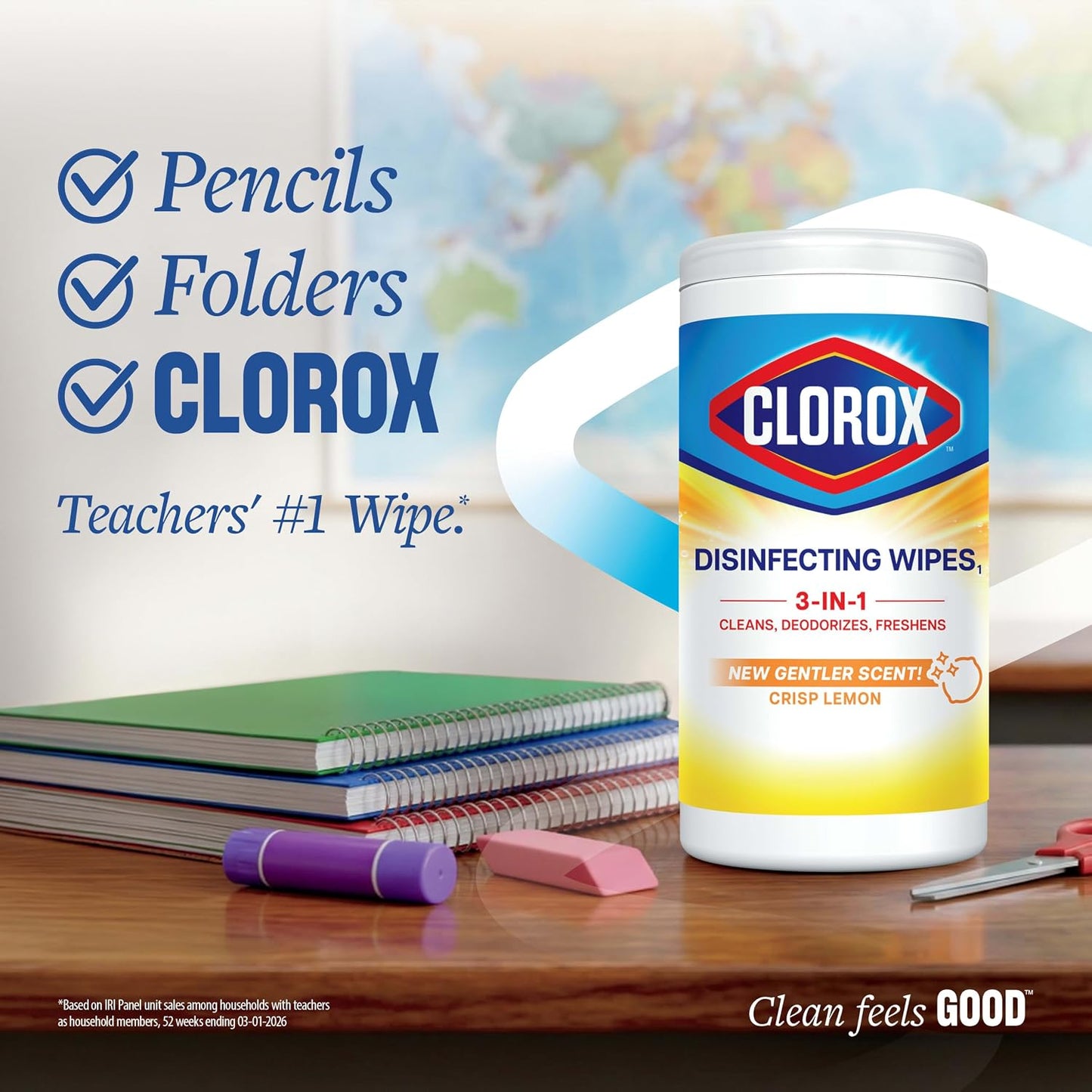 Clorox Disinfecting Cleaning Wipes, Bleach Free, Crisp Lemon, 35 Count (Pack May Vary)