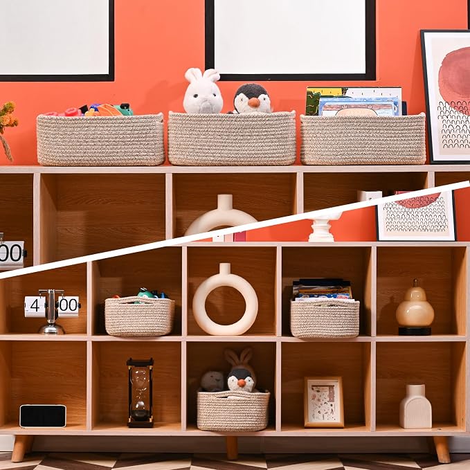 Small Baskets for Organizing, Woven Storage Baskets for Shelves, Small Rope - Image 6