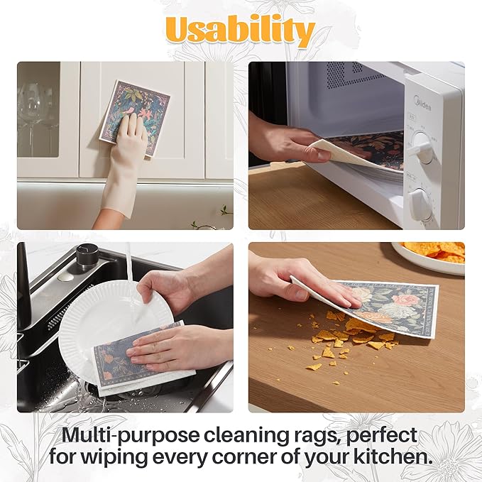 JOYMOOP 12 Pack Decorate Cleaning Cloth, Reusable Absorbent Dish Towels - Image 6