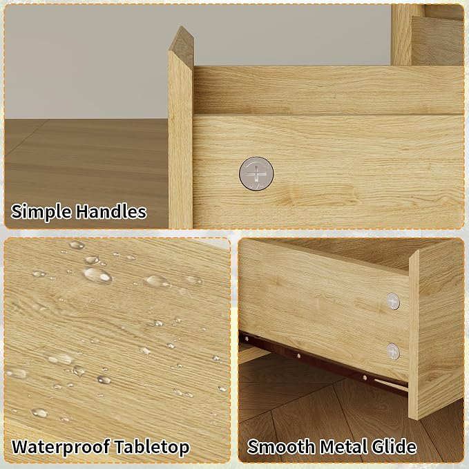Dresser for Bedroom with 6 Drawers, Wooden TV Stand, Closet Clothes Organizer - Image 6