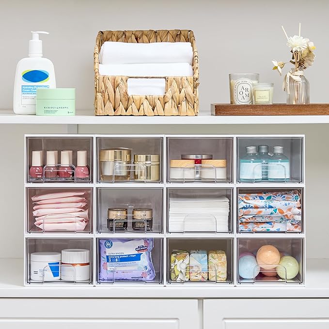 Vtopmart 4Pack Small Stackable Storage Drawer, Bathroom Makeup Organizer - Image 2