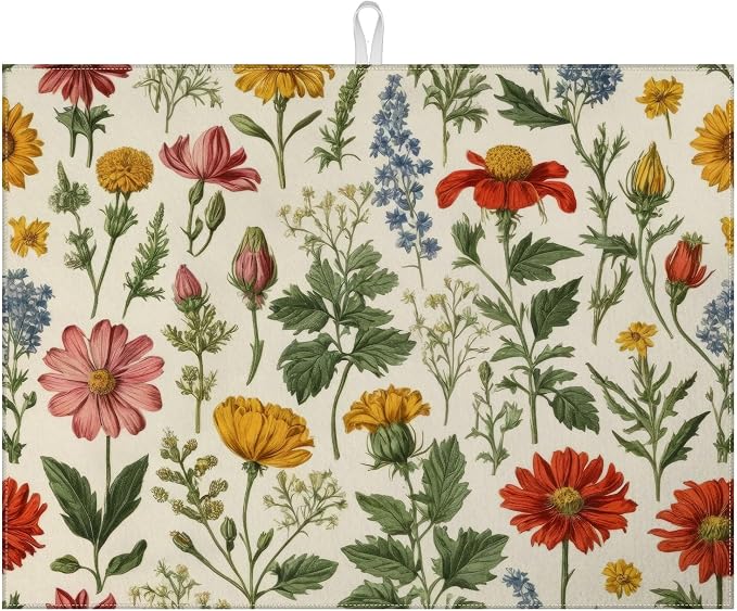 Spring Wild Flower Dish Drying Mat by VisittheDuibelproduct