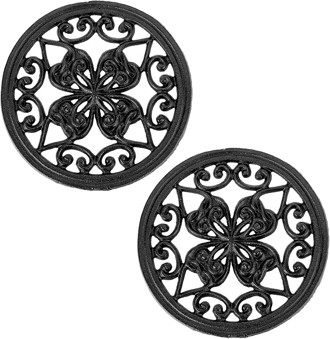 JUXYES 2 PCS Decorative Cast Iron Metal Trivet by JUXYES