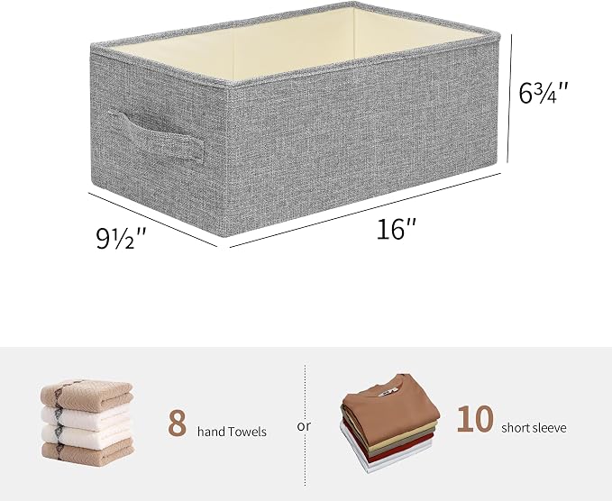 Linen Folding Storage Bins, 3 Pack Large Storage Baskets, Clothing Storage Bins - Image 2