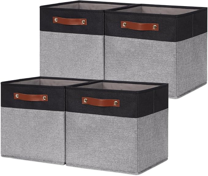 HNZIGE Cube Storage Baskets, Fabric Storage Cubes 12 x 12, Decorative Storage by HNZIGE