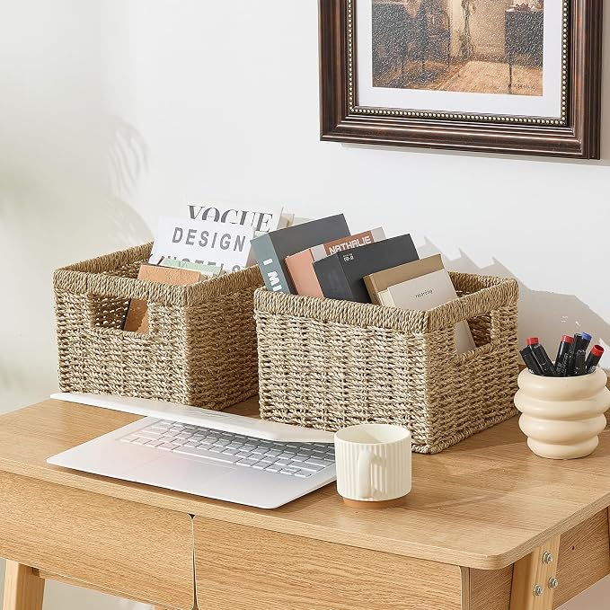 Seagrass Wicker Basket, Decorative Woven Baskets - Image 4