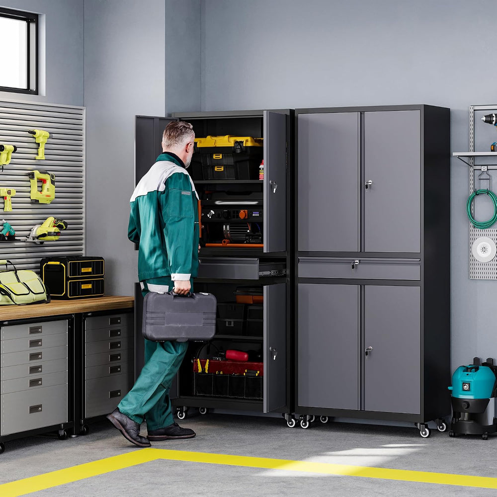 Letaya Metal Garage Storage Cabinet with Wheels,72” Rolling Tool Cabinet with...