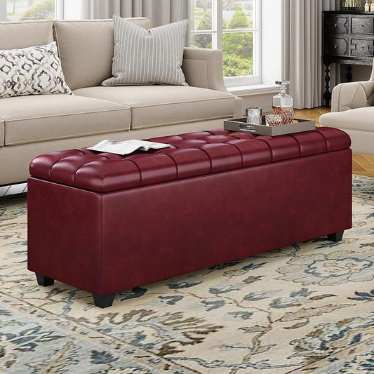 38 Inches long Wine red Ottoman Bench by Unknown