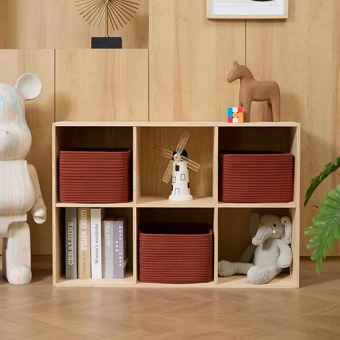 Small Organizing Baskets for Cubes Shelf, 9.7x9.7x7.1 Inch Rope Woven Storage - Image 3