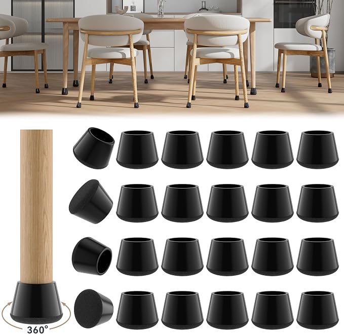 24PCS Upgraded Silicone Chair Leg Floor Protectors by Violibar