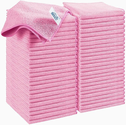 HOMEXCEL Pink Microfiber Cleaning Cloth, 50 Pack Cleaning Towels by HOMEXCEL