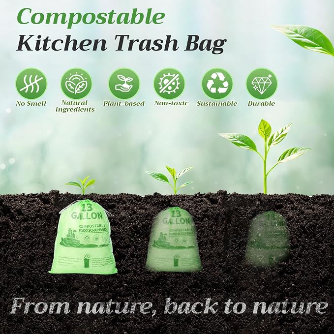 Amyhill 100 Count Compostable Kitchen Trash Bags 13 Gallon Compostable - Image 6