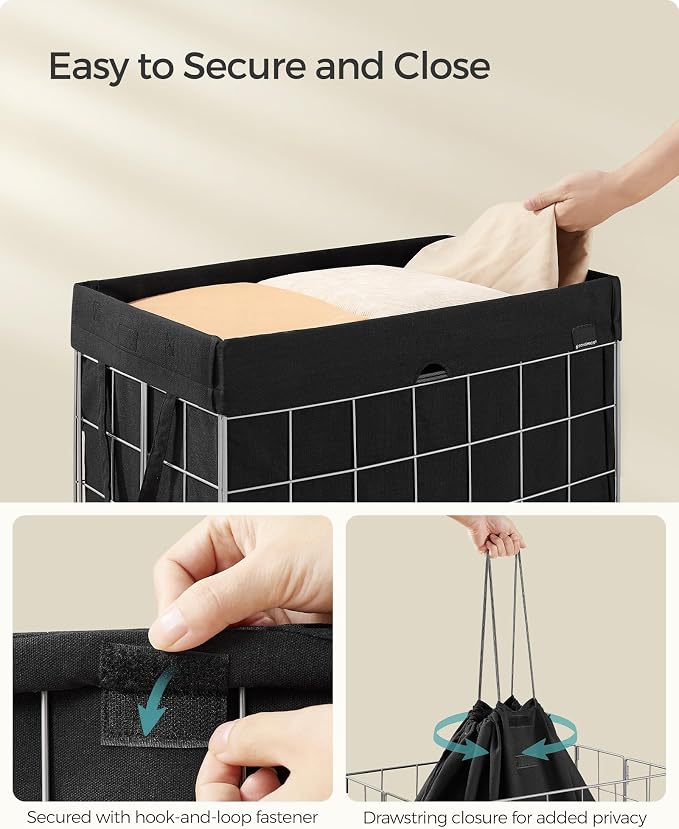 SONGMICS Laundry Hamper, 23.8 Gal. Laundry Basket, Collapsible Clothes Hamper - Image 4