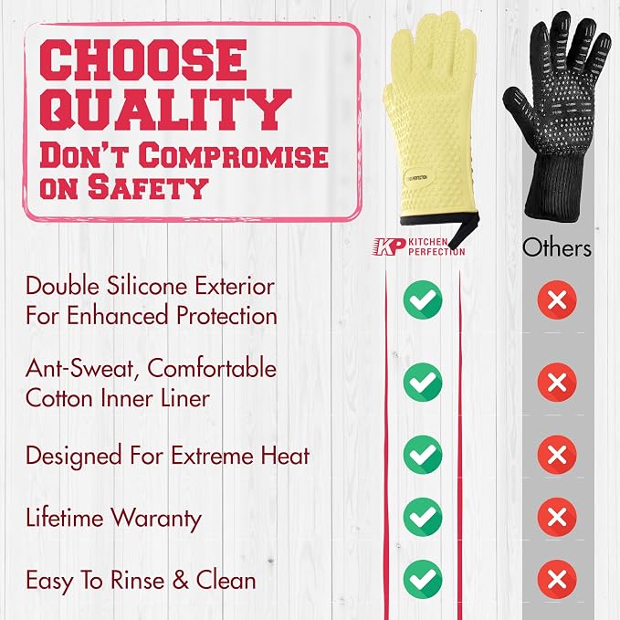 KITCHEN PERFECTION XL Silicone Smoker Oven Gloves - Image 9