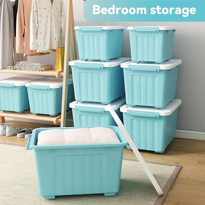 Nazhura 72 Quart Plastic Storage Bin, Stackable and Nestable Storage Boxes - Image 4