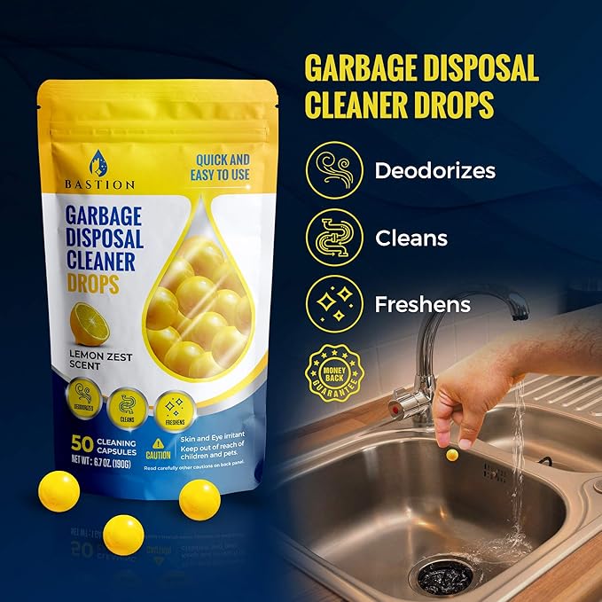 Bastion Garbage Disposal Cleaner and Deodorizer Drops-] Lemon Zest Scented - Image 4