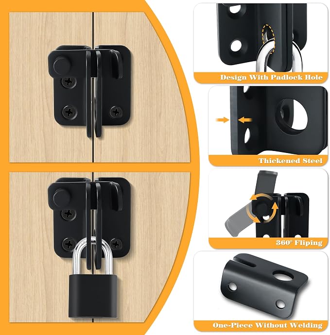 Alise Flip Latch Gate Latch Black, Shed Door Latch Barn Door Lock Shed Lock - Image 4