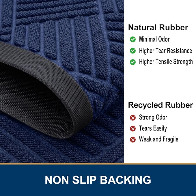 Smiry Front Door Mat Outside Entrance, Heavy Duty Outdoor Indoor Natural Rubber - Image 5