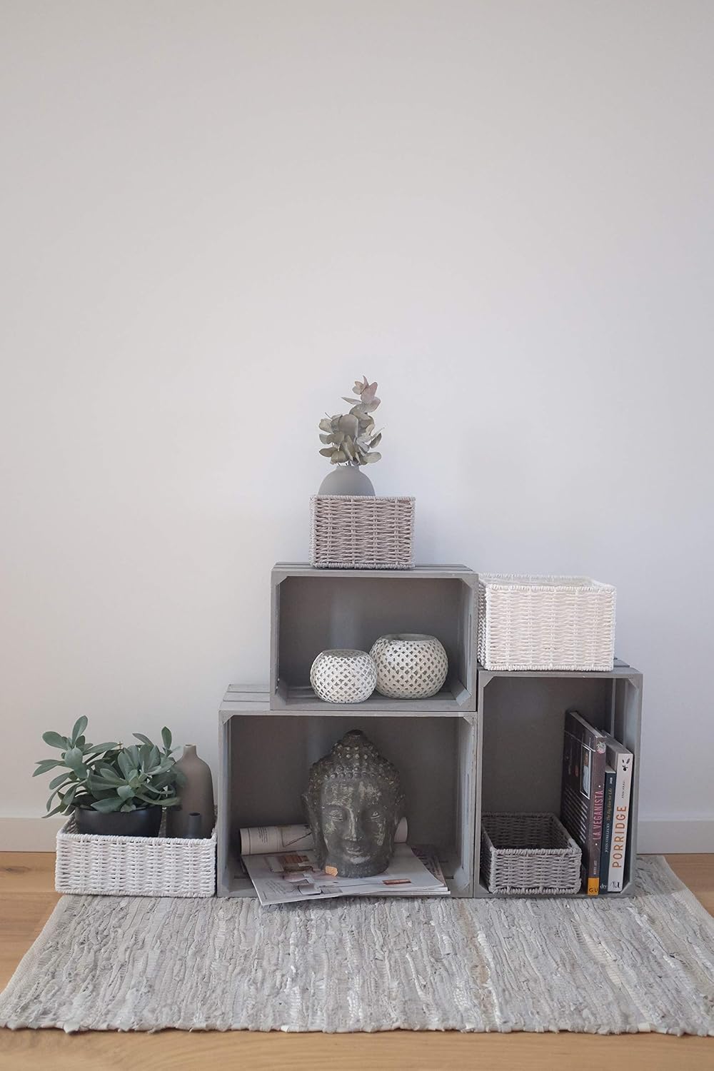 Zeller 15137 Paulownia Wood Storage Box, Vintage Grey, 35 x 25 x 20 cm