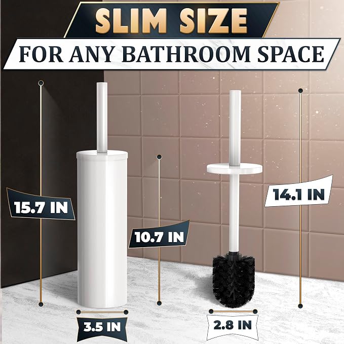 Stainless Steel Toilet Brush and Holder Set White - Image 2