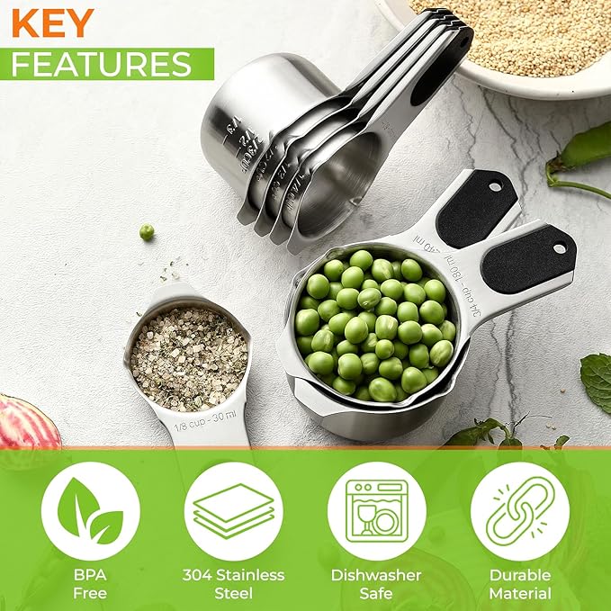 Spring Chef Magnetic Stainless Steel Measuring Cups, Kitchen Tools - Image 3