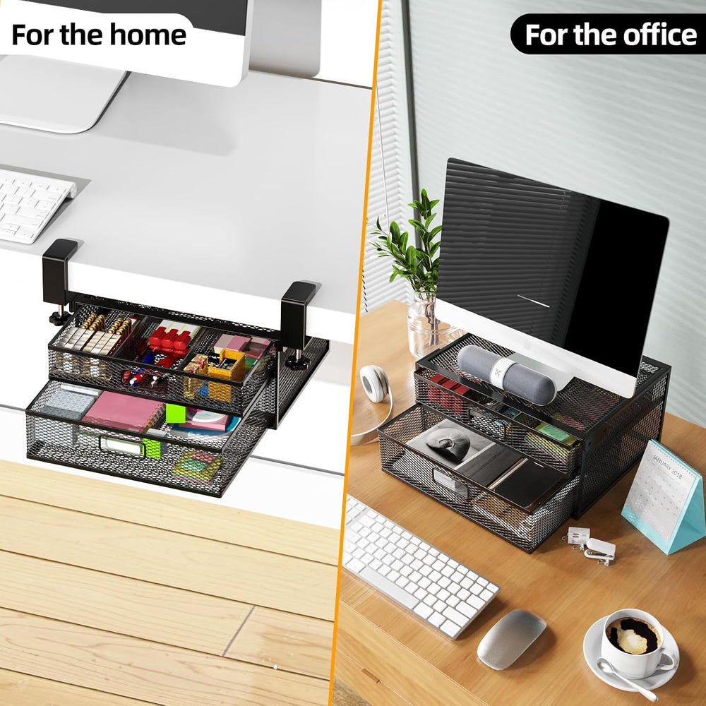 Under Desk Drawer Organizer No Drilling 2 Slide Out Drawer Under Desk Storage...