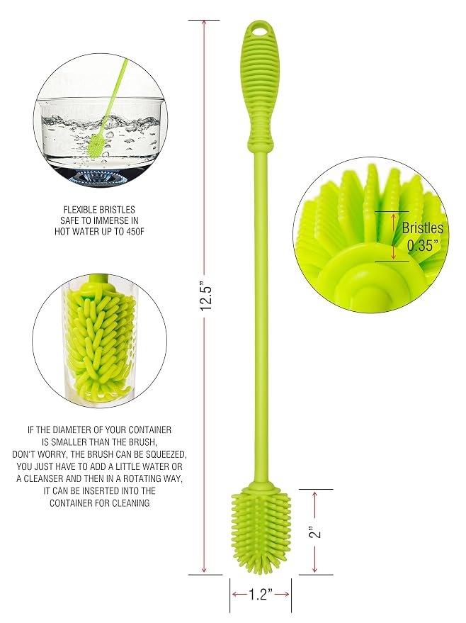 A-Brush Silicone Bottle Cleaner Brush, Long Handle - Image 6