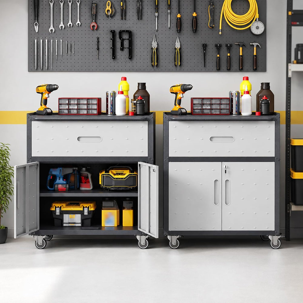 SAWJEC Rolling Tool Cabinet with Wheels, 1-Drawer Locking Steel Cabinet