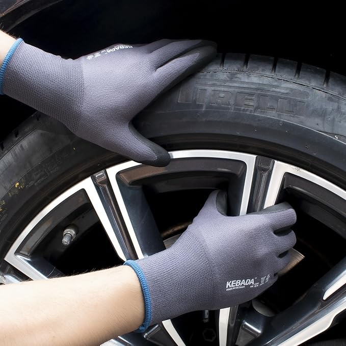 12 Pairs Work Gloves for Men and Women, Nitrile Coated Safety Protective Gloves - Image 3