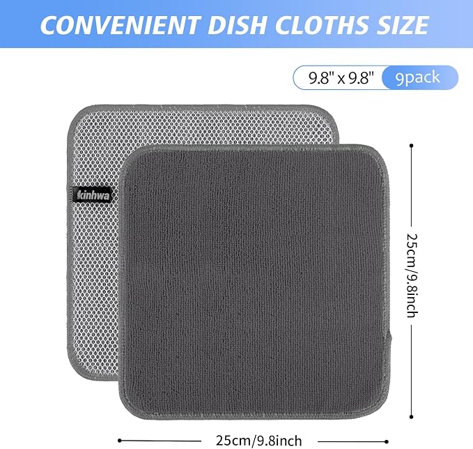 KinHwa Kitchen Washcloths for Dishes Absorbent Microfiber Dish Cloths Quick Dry - Image 8