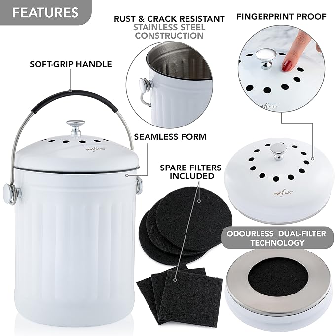 RED FACTOR Premium Compost Bin for Kitchen Countertop - Image 6