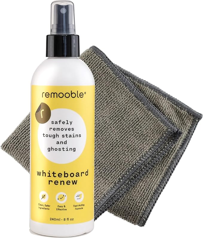 Remooble Dry Erase Whiteboard Cleaner Spray & Microfiber Cleaning Cloth by remooble