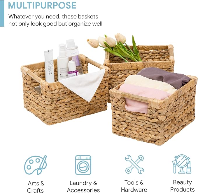 Small Wicker Baskets for Organizing Bathroom, Hyacinth Baskets for Storage - Image 4