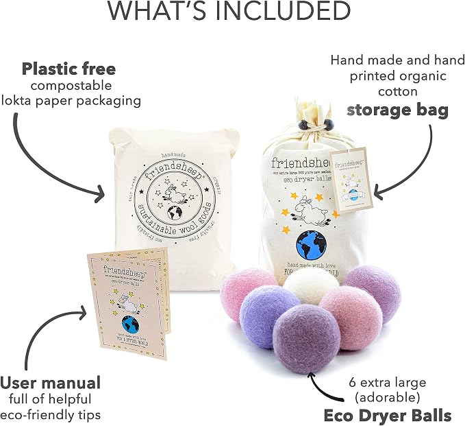 Friendsheep Wool Dryer Balls, Organic Reusable Fabric Softener Alternative - Image 4