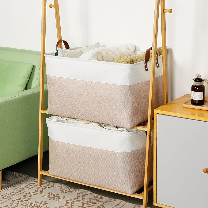DULLEMELO Extra Large Baskets for Organizing, Foldable Blanket Basket Living - Image 4