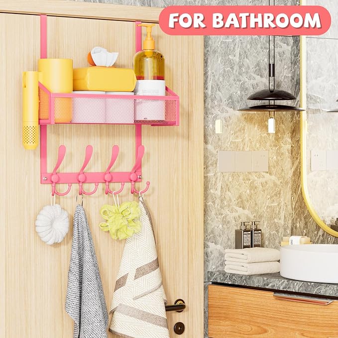Over The Door Hooks Organizer, Coat Rack Over The Door Storage Hanger Towel Rack - Image 8