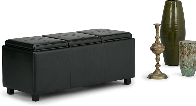 SIMPLIHOME Avalon 42 inch Wide Contemporary Rectangle Storage Ottoman in