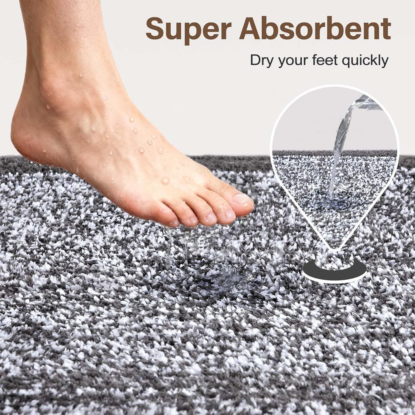 Long 2x4 Ft (48''x24'') Runner Rug for Bathroom,Non Slip Washable Large Kitchen Rugs Bath Rugs, Soft Absorbent Quick Dry Bath Mats for Shower, Hallway,Laundry, Tub(Grey)