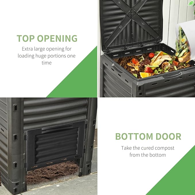 Outsunny Garden Compost Bin 80 Gallon Outdoor Large Capacity Composter Fast - Image 3