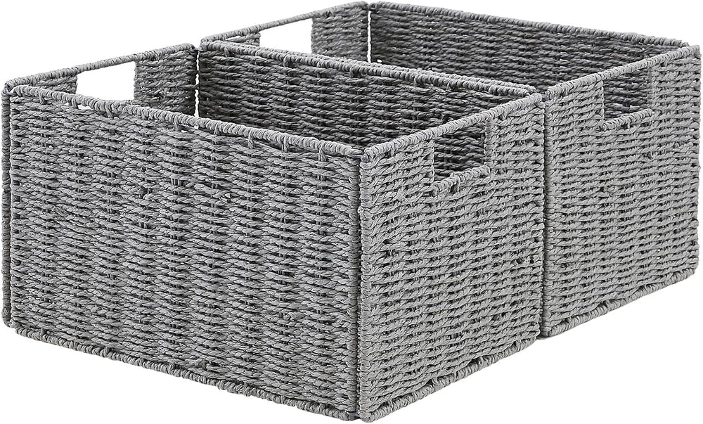 Vagusicc Wicker Storage Basket, Set of 2 Hand-Woven Paper Rope Wicker Basket,...