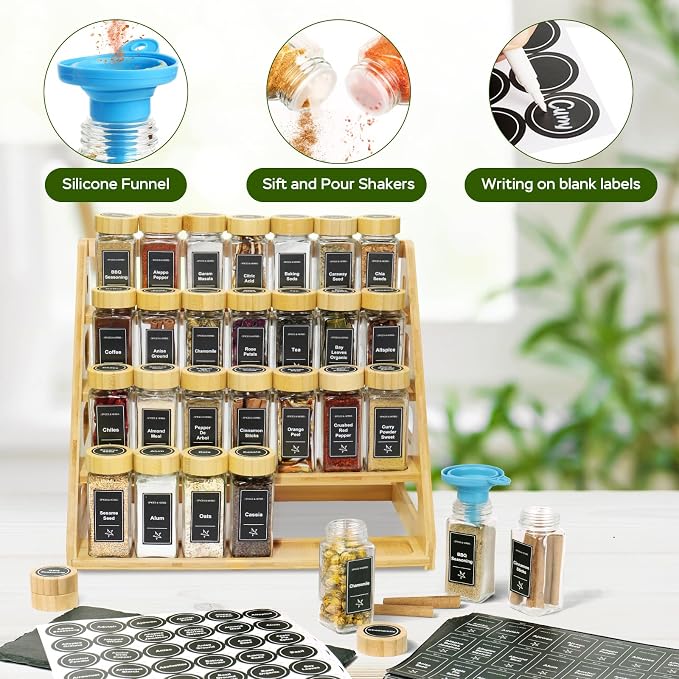4 Tier Bamboo Spice Rack Organizer - Image 4