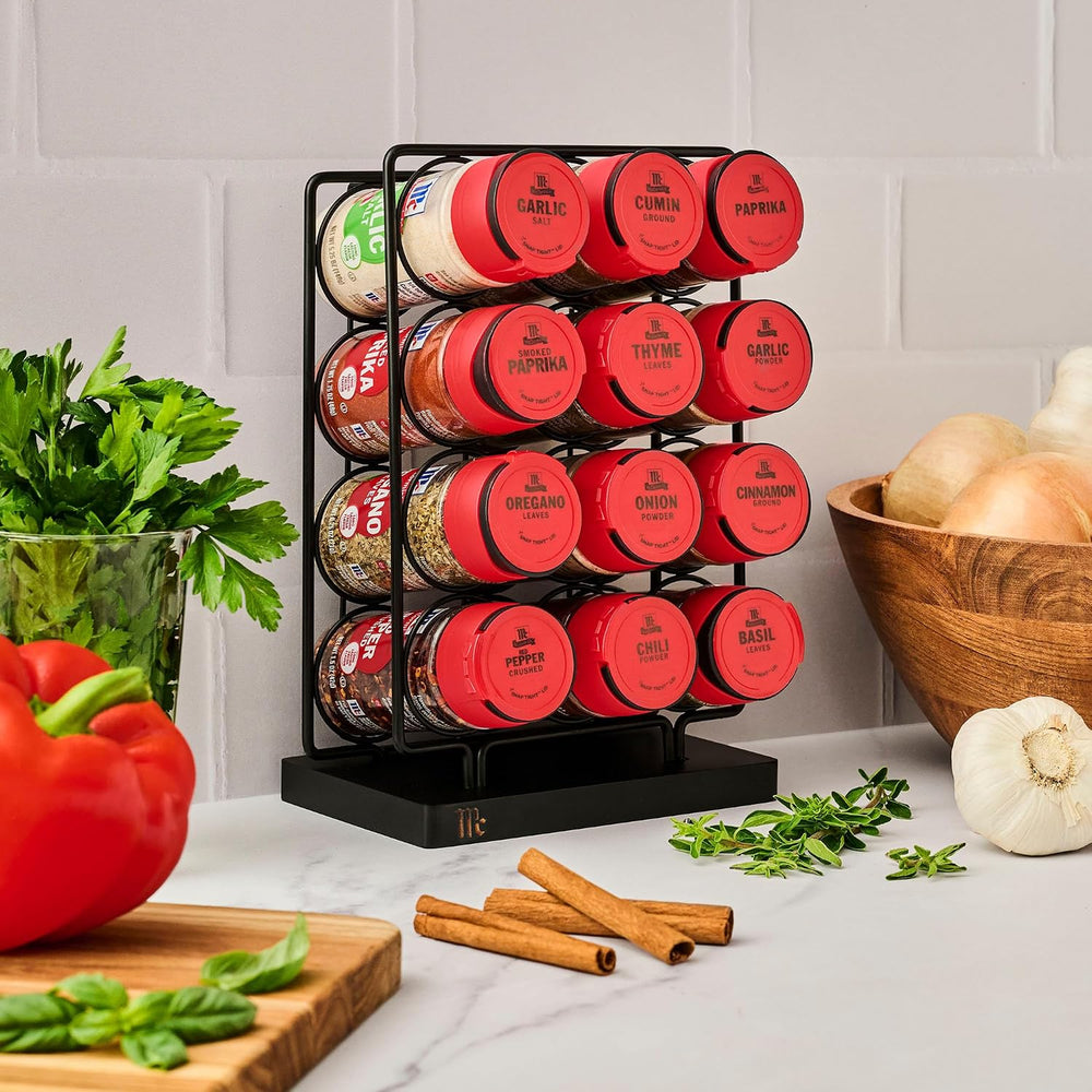 McCormick Spice Rack, Essentials Collection, Black Metal Spice Rack Organizer...